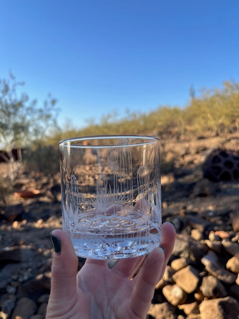 cocktail glass - etched