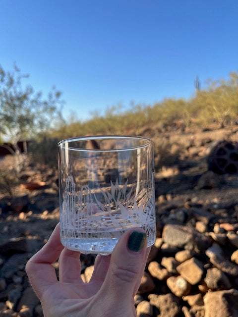 cocktail glass - etched