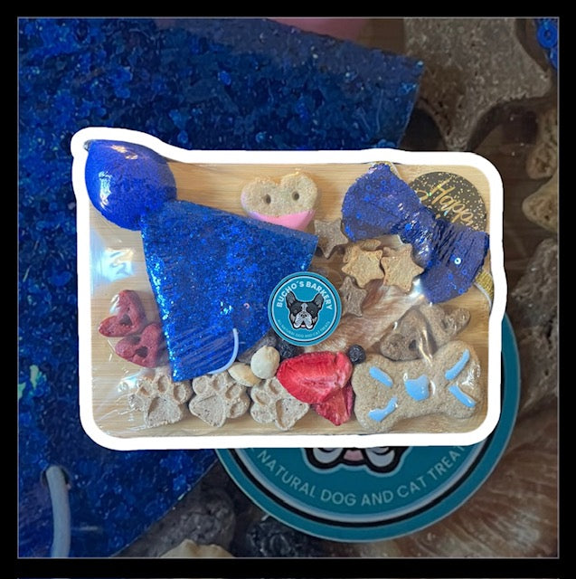 bark box - blue birthday treat board