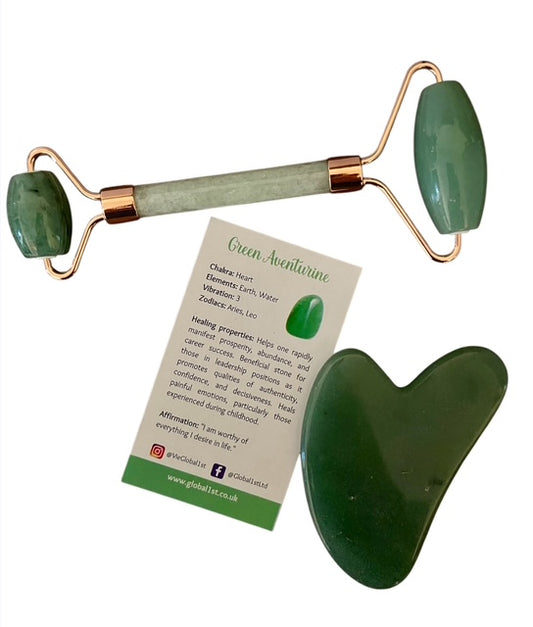 facial massage tools - green aventurine
